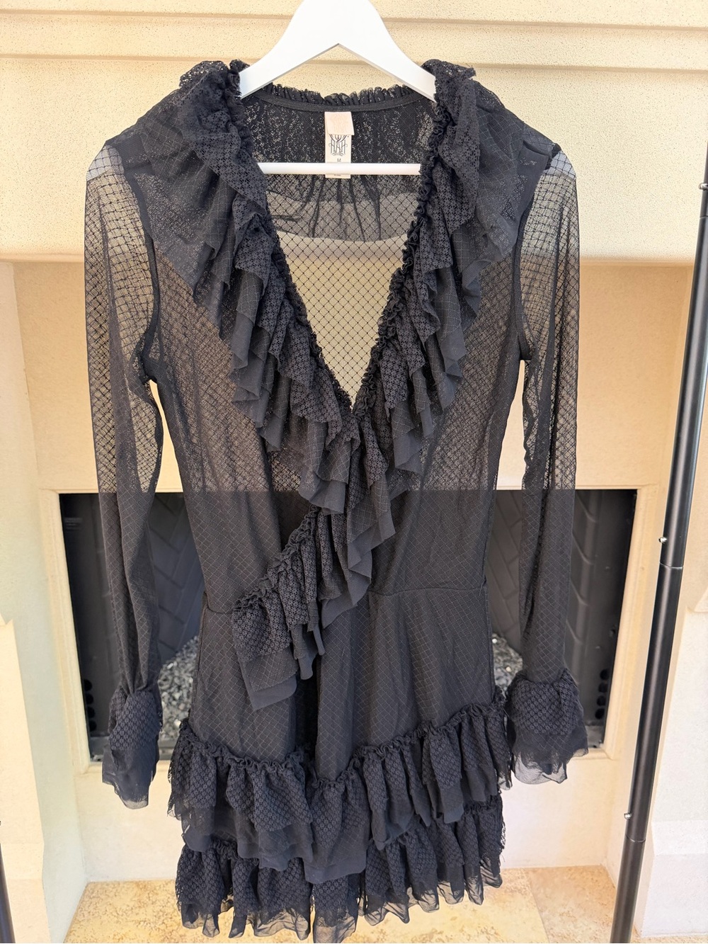 HAH Black Ruffled Mesh Dress